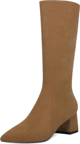 Vista 27 de MOVINSTEPS Botas de tacón bajo grueso con cremallera y puntera puntiaguda para mujer, de 2.0 in Verde militar