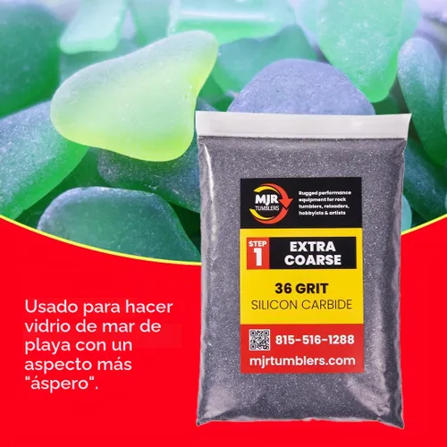 Vista 6 de Vaso de roca de carburo de silicio de grano 36, grano extra grueso para pulir rocas etapa 1, compuesto de pulido de piedra de 1 libra para vasos