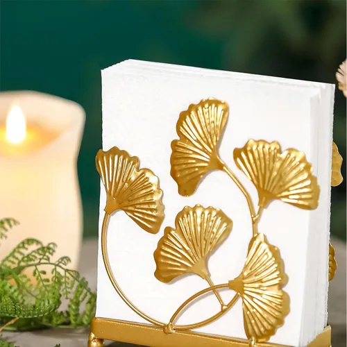 Vista 6 de Servilletero de metal moderno, servilleta de papel dorado para baño, cocina