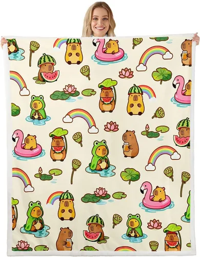Vista 15 de Erosebridal Funny Capybaras Blanket Capybara Lover Gifts Cute Fleece Blanket for Kids Girls Boys, Capybara Decorations Blankets 40"x50", Kawaii
