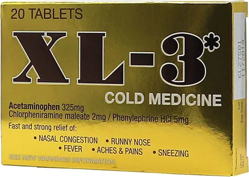 Vista 5 de XL-3 Cold Medicine, Medicamento Antigripal para el rápido alivio de la Congestión Nasal, Fiebre, Dolor, Estornudos, Escurrimiento Nasal, 20 Tabletas