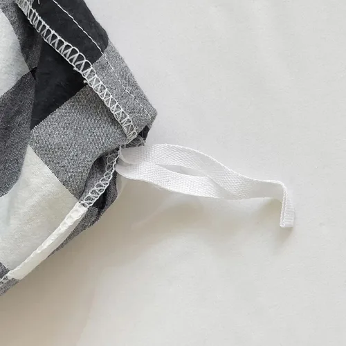 Vista 8 de DONEUS Juego de funda de edredón a cuadros 100% algodón lavado como lino súper suave y cómodo, juego de ropa de cama de 3 piezas a cuadros negros