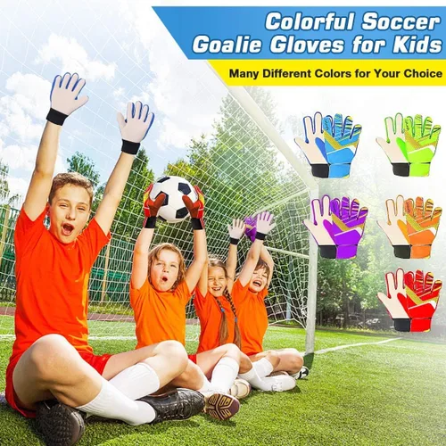 Vista 2 de Jalunth Guantes de Portero de Fútbol para Niños y Jóvenes, Guantes de Guardameta Jugador de Campo para Niños y Niñas, Palma de Látex Antideslizante