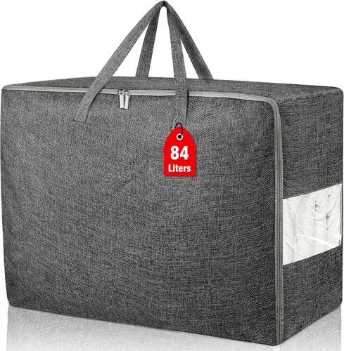 Vista 7 de Bolsas de almacenamiento extra grandes de 105 litros, plegables para manta de edredón, organizadores de armario y contenedores de almacenamiento