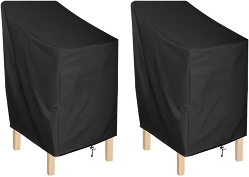 Vista 9 de ANMINY - Fundas impermeables para sillas de patio, color negro, Negro