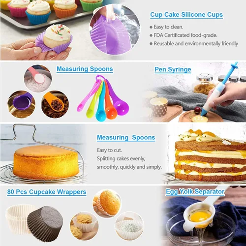Vista 7 de Kit de decoración de pasteles, suministros para hornear Azul
