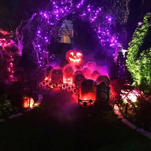 Vista 4 de JMEXSUSS 200 luces solares púrpuras de Halloween del LED/200 luces de Halloween púrpura LED