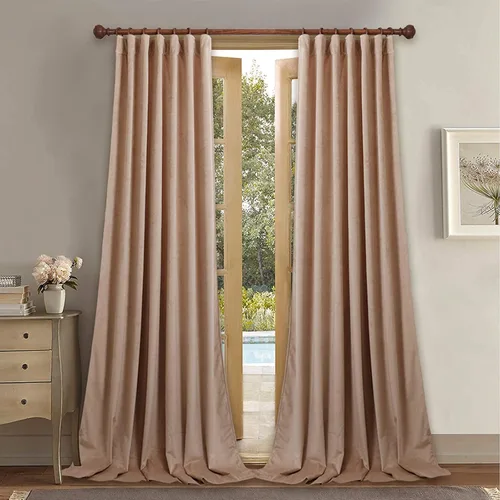 Vista 77 de StangH Cortinas 100% opacas, color beige, terciopelo suave y grueso, cortinas para ventana de dormitorio, forro blanco, cortinas con aislamiento