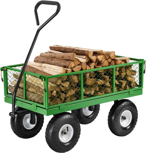 Vista 13 de VEVOR Carrito de jardín de acero de 900 libras, mango 2 en 1, carro de jardín extraíble resistente con neumáticos libres de 10 pulgadas, carrito