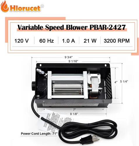 Vista 3 de Hiorucet Kit de ventilador de chimenea PBAR-2427 variable de velocidad para estufa sin ventilación de hogar agradable o estufas de leña, GHP Group