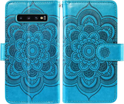 Vista 6 de Asuwish Funda tipo cartera compatible con Samsung Galaxy S10 Plus y protector de pantalla de vidrio templado, funda para teléfono celular con tapa