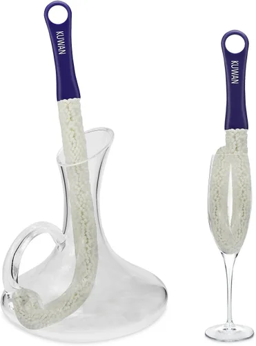Vista 9 de KUWAN Cepillo de limpieza de botellas multifunción para el hogar, estropajo flexible para botellas para algunos decantadores, copas, vasos