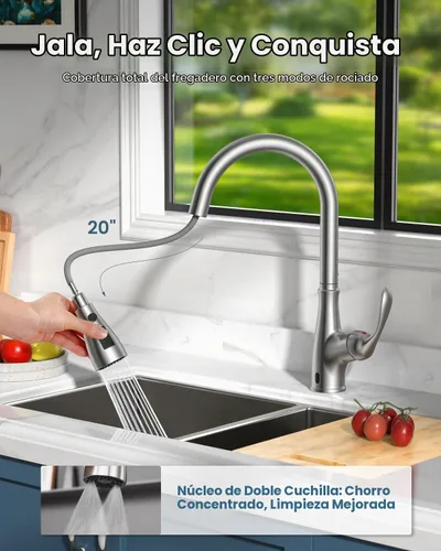 Vista 4 de APPASO Grifo de cocina sin contacto con pulverizador desplegable de níquel Sensor de plata