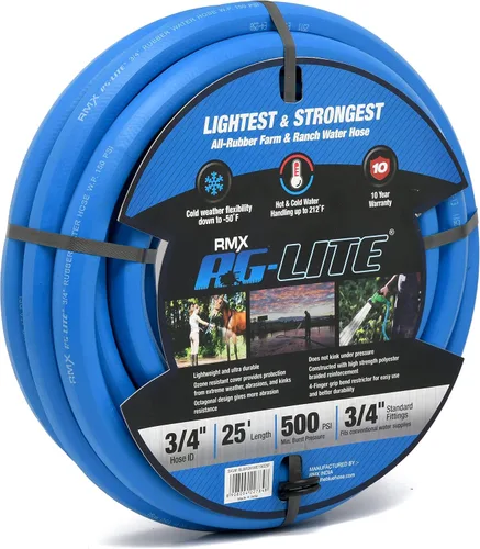 Vista 13 de AG-LITE BSAL5806 - Manguera de jardín de goma para agua caliente/fría de 5/8 pulgadas x 06', 100% goma, ultraligera, súper fuerte, 500 PSI, 50°F a