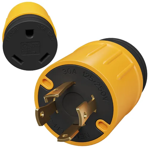 Vista 8 de Elecan Adaptador de enchufe de generador RV de 30 amperios, convertidor de energía de bloqueo giratorio L5-30P de 3 clavijas macho a toma