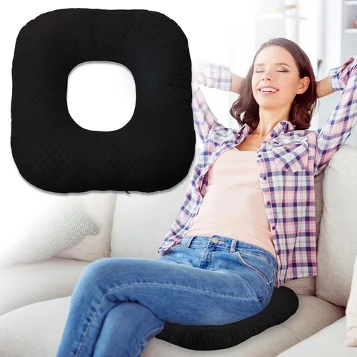 Vista 19 de Cojín de asiento con forma de dona rellena para dolor de coxis y coccix, hemorroides, úlceras de cama, embarazo, próstata, recuperación