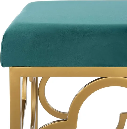 Vista 4 de Safavieh Home Fleur Banco rectangular Glam de terciopelo verde esmeralda y dorado de 45 pulgadas