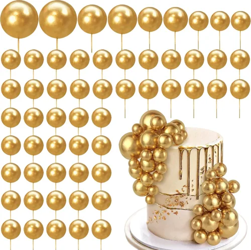 Vista 9 de 56 piezas de bolas de perlas para tarta con forma de bola, decoraciones de tarta con bolas de perlas para tarta de cumpleaños, boda, suministros