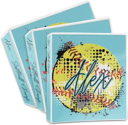 Vista 3 de Carpeta personalizada de sóftbol con 3 anillas, 1 pulgada, multicolor