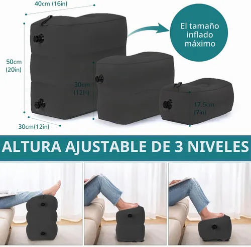 Vista 2 de Almohada Reposapiés Inflable Negro