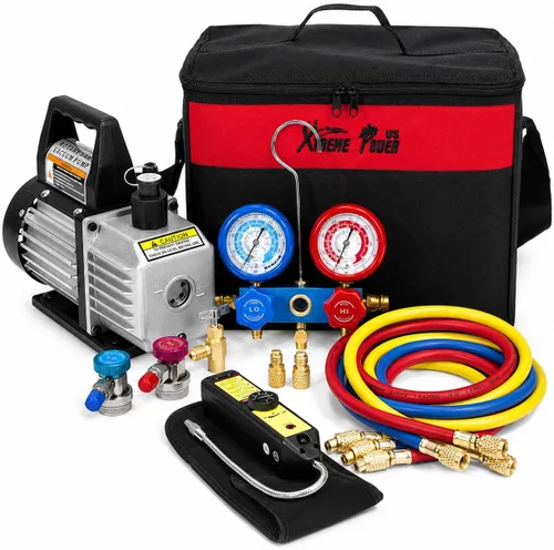 Vista 8 de Aire bomba de aspiradora Xtremepowerus HVAC – A/C refrigeración kit colector ac gauge set