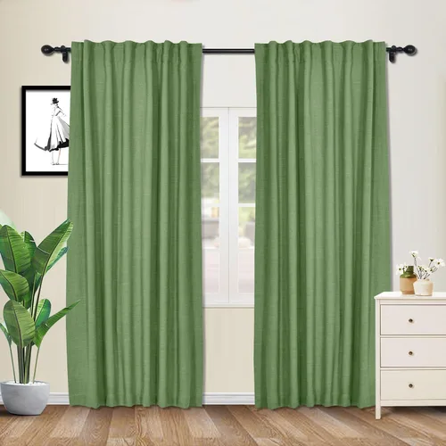 Vista 30 de cololeaf Cortinas de lino naturales de 63 pulgadas de largo, cortinas neutras con bolsillo para barra, pestaña trasera, oscurecimiento de la Aqua