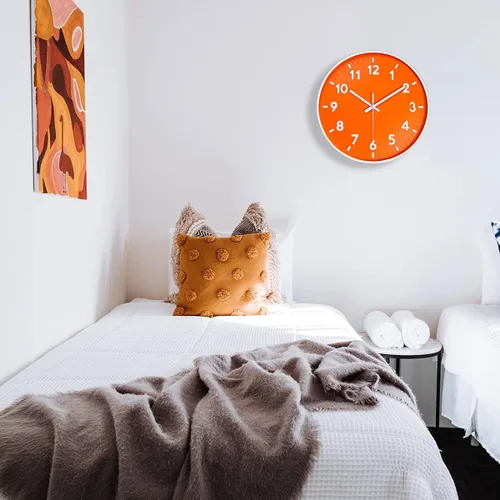Vista 7 de JENLYSTIME Reloj de pared moderno con número 3D de 12 pulgadas para interiores y exteriores, esfera redonda brillante y colorida, cuarzo silencioso