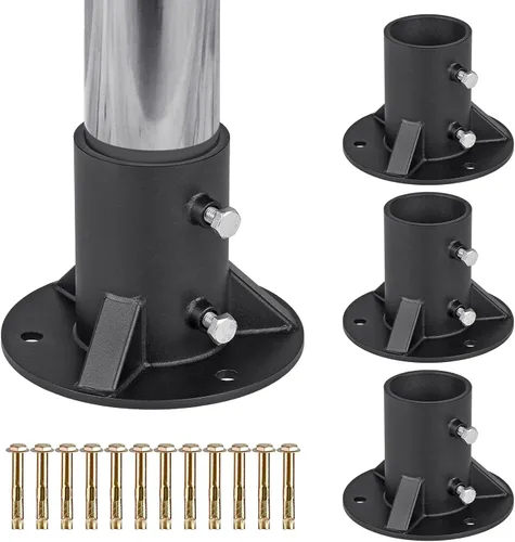 Vista 12 de Insaga Poste de valla de enlace de cadena de 2 pulgadas, brida de piso, piezas de valla de eslabones de cadena resistentes, soportes de poste