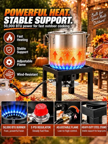 Vista 5 de OT-3016 Turkey Fryer Pot,30QT Turkey Fryer & 10QT Fish Fryer Kit