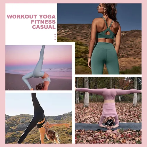 Vista 4 de CAMPSNAIL Paquete de 4 leggings de cintura alta para mujer, pantalones de yoga suaves con control de abdomen para entrenamiento, correr