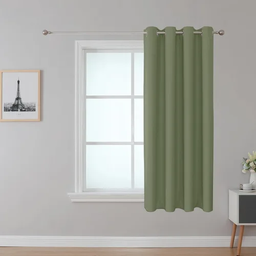 Vista 26 de Cortina opaca ignífuga, ojales en la parte superior, certificación NFPA 701, resistente al fuego para aula/dormitorio, 1 panel, negro, 42 x 63