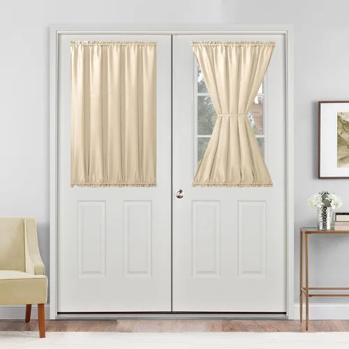 Vista 75 de Cortinas para puerta francesa, color aguamarina, 24 pulgadas de ancho x 40 pulgadas de largo, 1 panel Bolsillo para barra, semitransparente