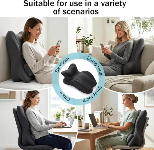 Vista 7 de cjc Almohada de cuña de espuma viscoelástica, almohada de lectura ergonómica para cama de dormir, almohada propensa para dolor de espalda con Negro