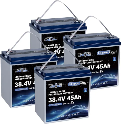 Vista 11 de WEIZE Batería LiFePO4 para carrito de golf Bluetooth 36V 45AH GC2, celdas de grado A, BMS de 100 A, batería de litio de ciclo profundo de protección