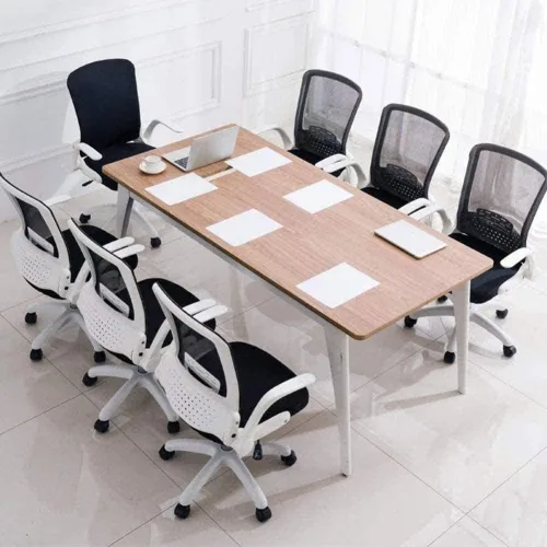 Vista 6 de Silla ergonómica de escritorio de oficina de malla giratoria para computadora, respaldo medio con brazos abatibles