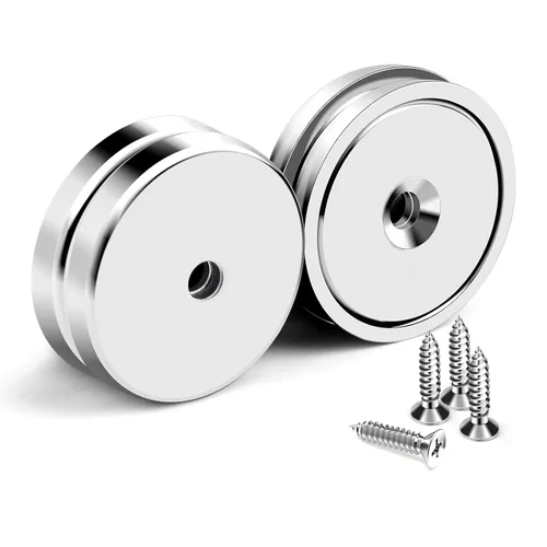 Vista 13 de Imanes de taza con agujero avellanado, imán con tornillo, imanes con base redonda con fuerza de sujeción industrial, 60 libras de fuerza
