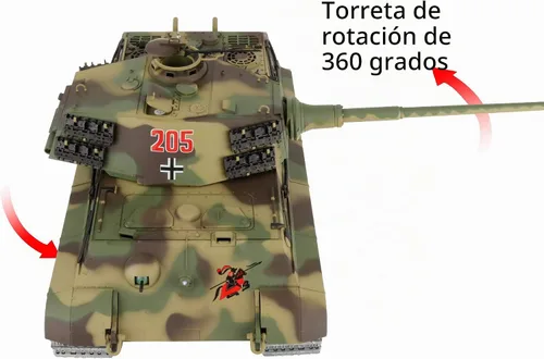 Vista 4 de Edición modificada 1/16 2.4ghz Control remoto alemán King Tiger Henschel modelo de tanque (torreta giratoria de 360 grados)