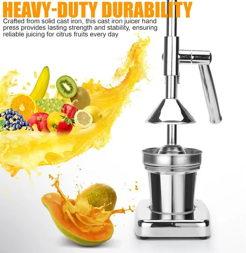 Vista 2 de Heavy-Duty Stainless Steel Manual Juicer, Cast Iron Hand Press Squeezer for Fresh Lemonade & Orange Juice, Essential Home Kitchen Tool (Green)