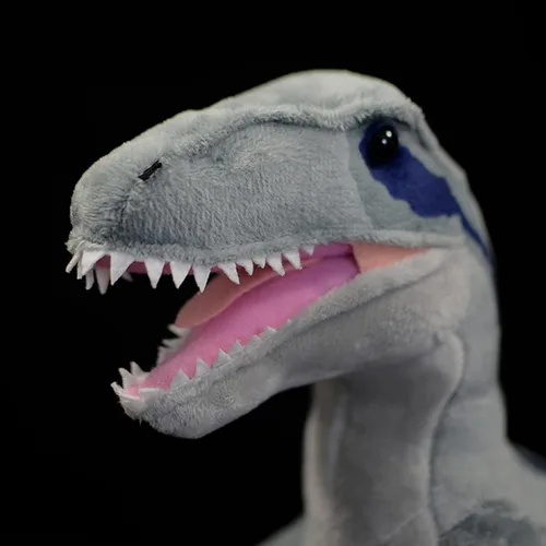 Vista 2 de lilizzhoumax Velociraptor - Peluches realistas de velociraptor gris, animales de peluche suaves, juguetes realistas de 17 pulgadas, relleno