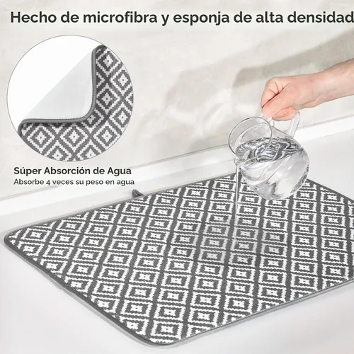 Vista 4 de Subekyu Paquete de 2 tapetes de secado de platos, 24 x 18 pulgadas, de microfibra, ultra absorbentes, para encimera de cocina, almohadilla de secado