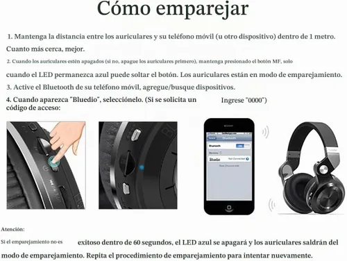 Vista 8 de Bluedio Auriculares Bluetooth sobre la oreja, ligeros, giratorios, plegables, inalámbricos, con micro 40 horas de tiempo de música con ranura