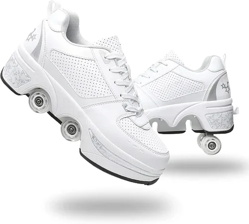 Vista 21 de Rueda de deformación de doble hilera Zapatos para caminar automáticos Deformación invisible Patín de ruedas 2 en 1 Patines de polea extraíble