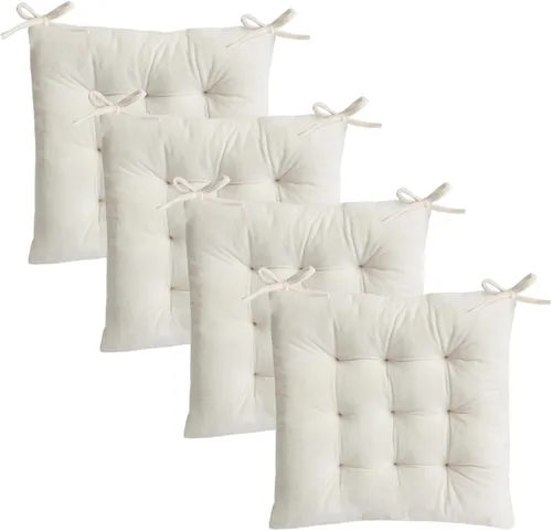 Vista 34 de Juego de 2 cojines para sillas de comedor con lazos, almohadilla antideslizante para silla de cocina para interior y tapete de asiento de comedor