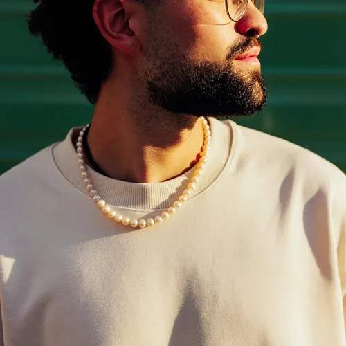 Vista 4 de Pearl Necklace for Women, 6-8mm Round White Pearl Choker Necklace for Men Strand Pearl Collar Women Girls Pearl Jewelry Gift Wedding Pearl Necklace