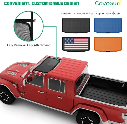 Vista 5 de Parasol de malla para Jeep Gladiator, cómoda parte superior de malla suave con correas fuertes para Jeep Gladiator (2018-2023), accesorios para Jeep
