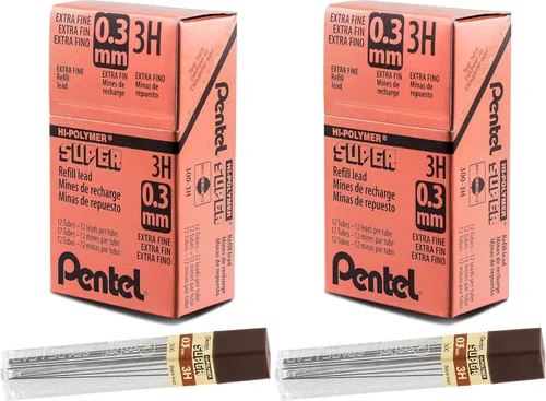 Vista 16 de Minas de Pentel Super Hi-Polymer, Gris