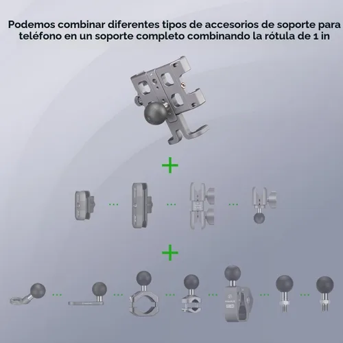 Vista 4 de FANAUE Soporte de teléfono para motocicleta con bola de 1 pulgada para scooter UTV/ATV, soporte para teléfono celular de bicicleta con brazo