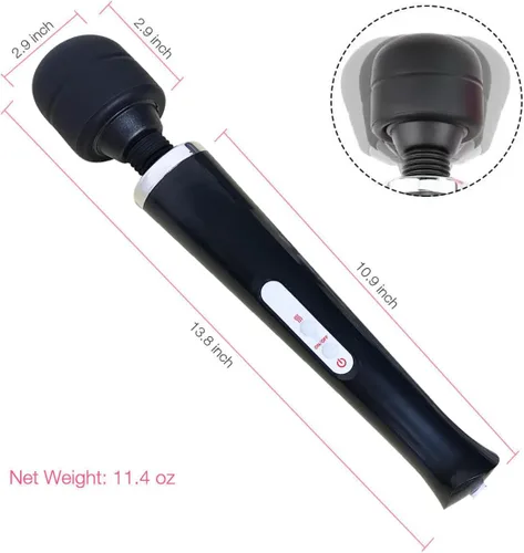 Vista 3 de Masajeador de potencia vibratoria, herramienta grande, masaje eléctrico deportivo para mujeres, masajeador muscular de tejido profundo de mano, Negro