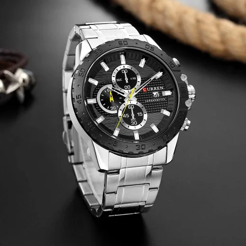 Vista 3 de Relojes de cuarzo de acero inoxidable cronógrafo reloj deportivo para hombre reloj masculino casual de negocios reloj de cuarzo