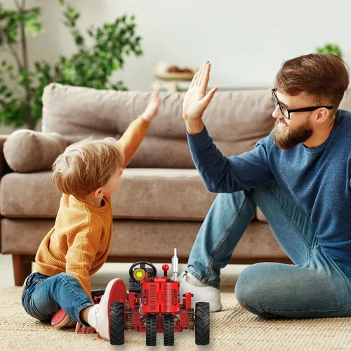 Vista 3 de Juego de bloques de construcción clásicos de tractor de granja 1/12, diversión sin fin para niños con una colección de juguetes de tractor